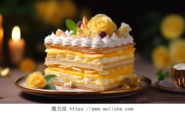 美味的芒果蛋糕水果蛋糕甜品甜点